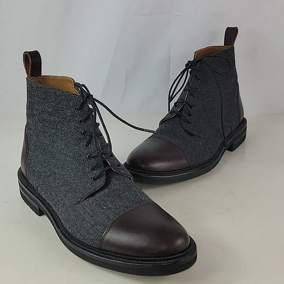 TAFT The Jack Cap Toe Boot In Grey/Oxblood Wool/Leather Men's - Picture 3 of 16
